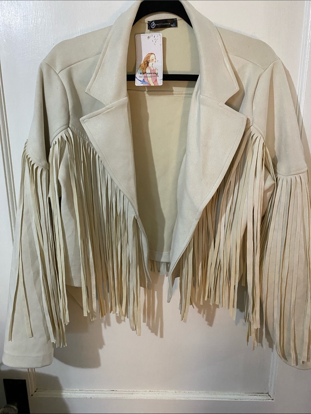 Women's Cream Suede Fringe Cropped Jacket by Forever 21